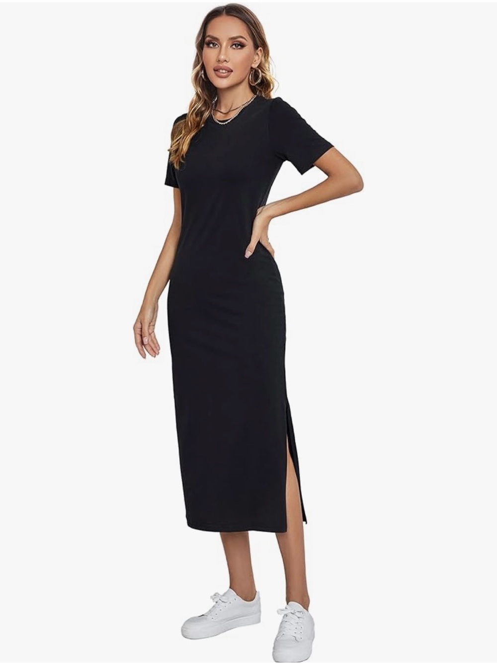 NWOT Amazon Black Short-Sleeve Maxi Dress